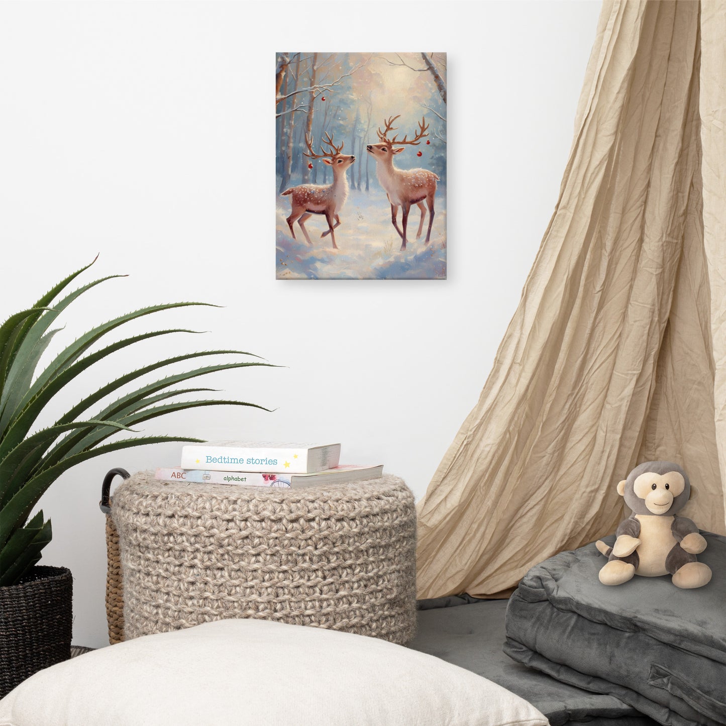 Reindeer Holiday Wall Art Canvas