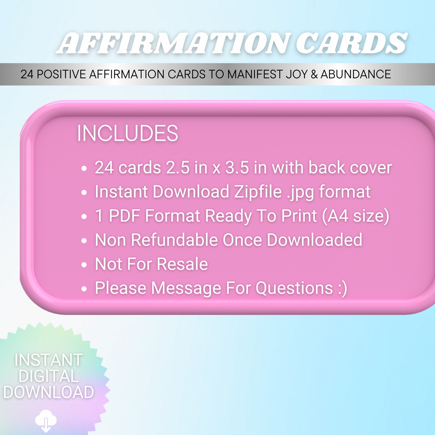 Positive Printable Affirmation Cards